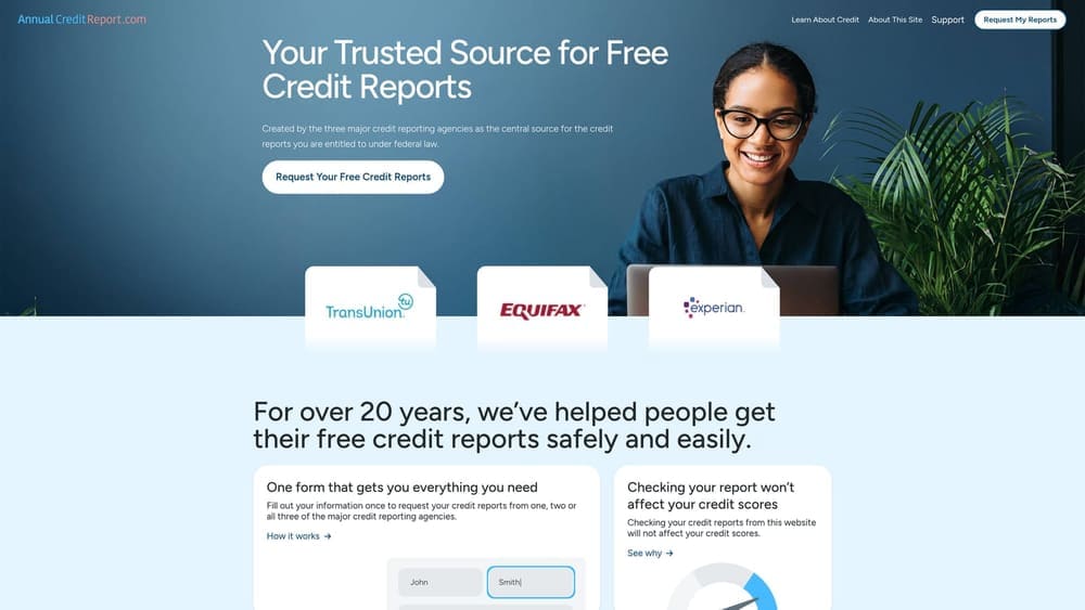 Screenshot of AnnualCreditReport.com website